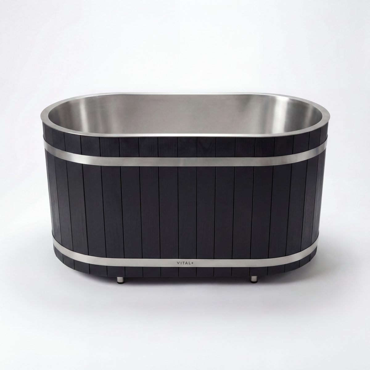 Vital+ Black Solo Cedar Tub with Canadian cedar exterior and 316 stainless steel interior
